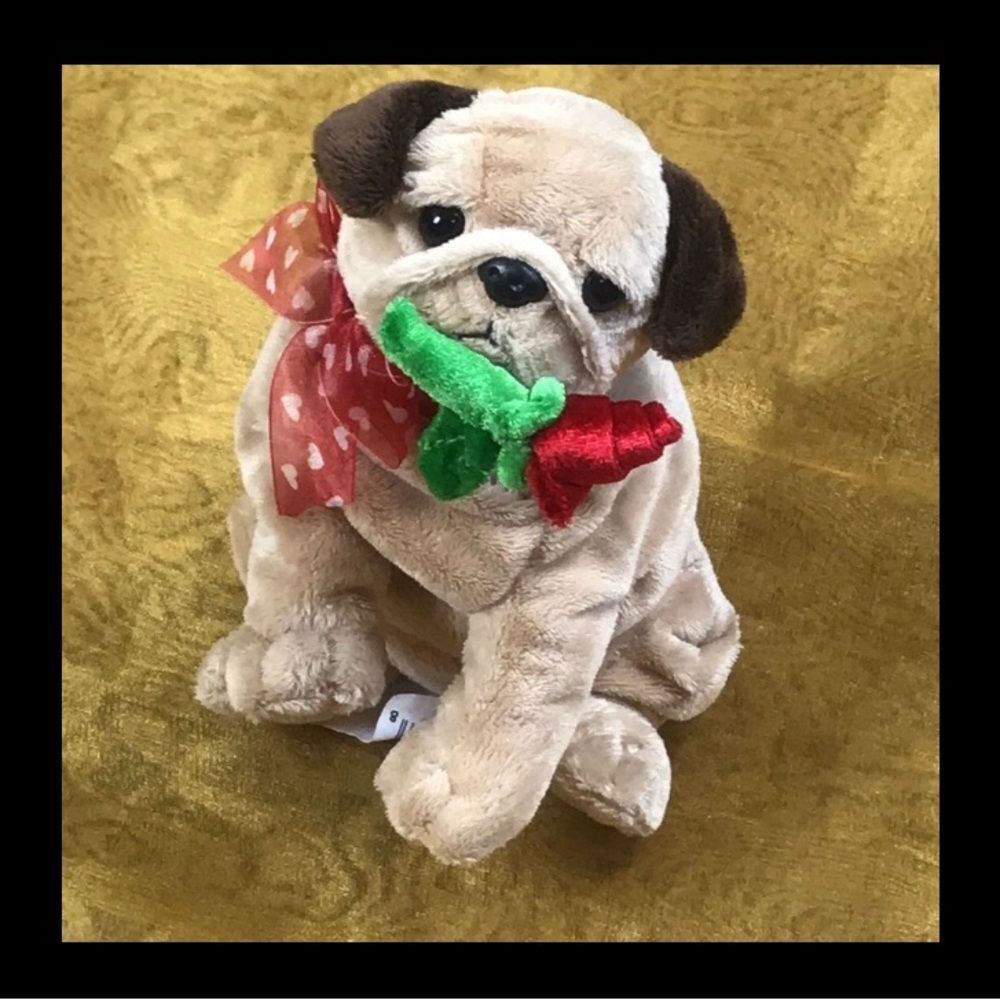 Walmart Exclusive Valentine Day Charming Plush Dog Toy with Red & Green Accents